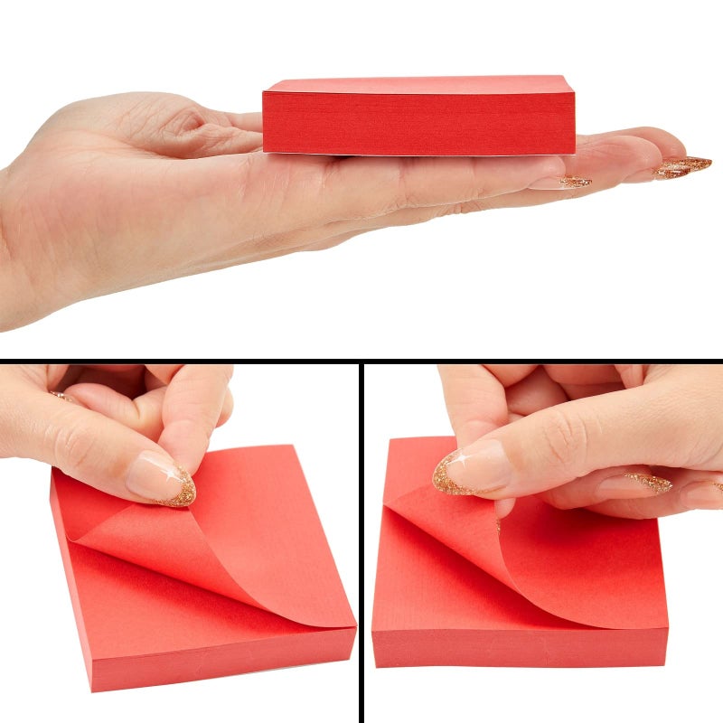 Juvale 8 Pack Bright Red Sticky Notes 3x3 Inch Self-Stick Note Pads for Home, Office Supplies (100 Sheets Per Pad) - Image 5